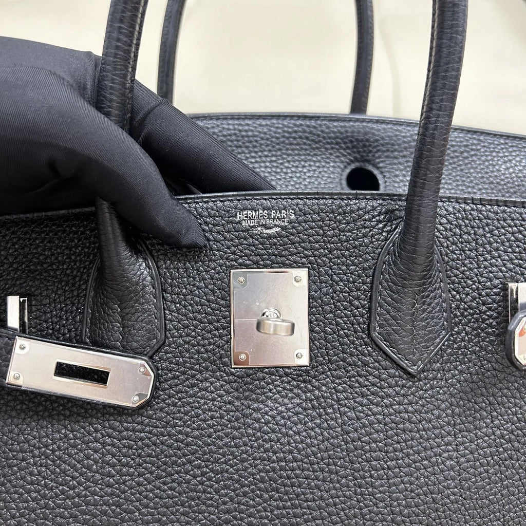 Authentic Hermes Birkin 30 Tote Togo Top Handle Bag Black Silver Hardware