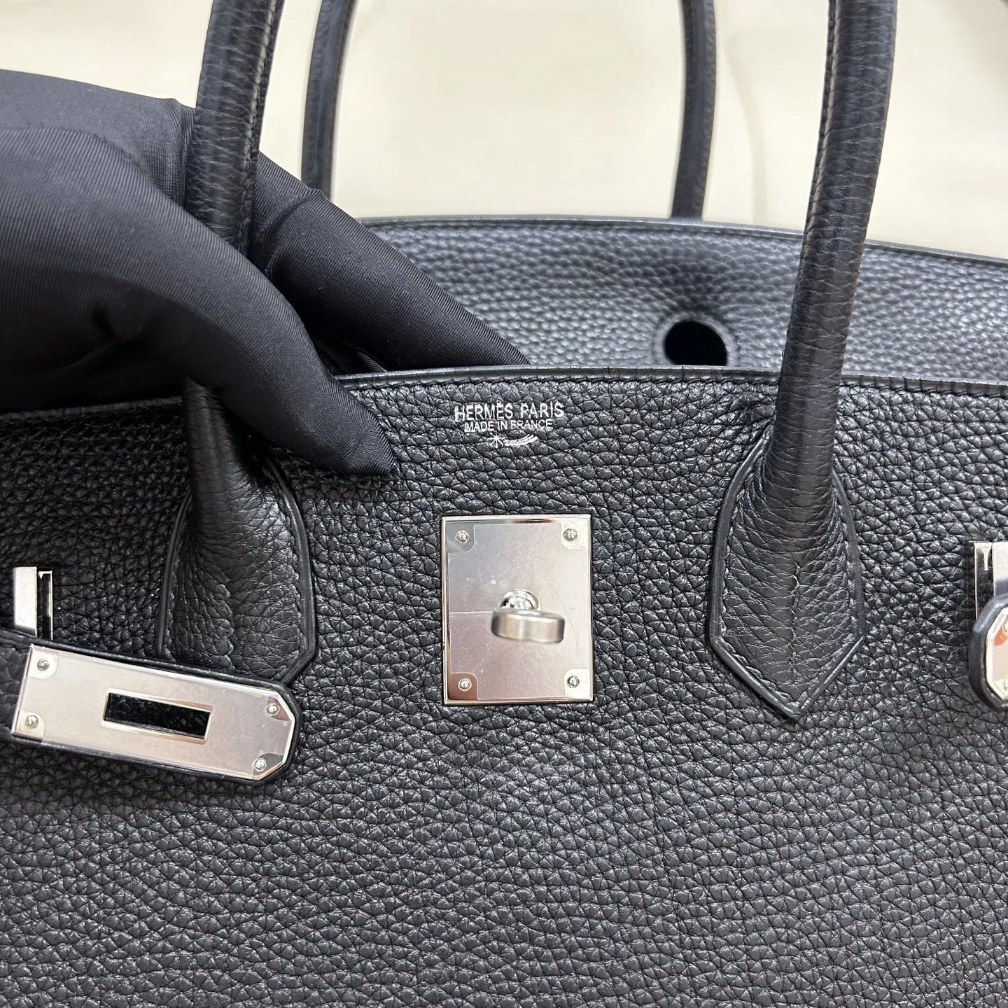 Authentic Hermes Birkin 30 Tote Togo Top Handle Bag Black Silver Hardware