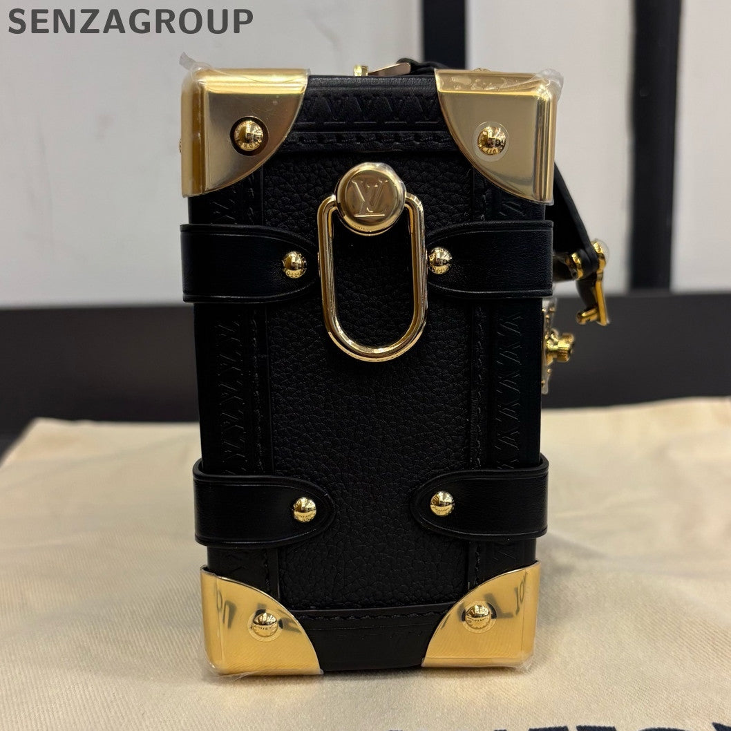 Louis Vuitton Trunk Side Soft Box Bag Small Black Gold Shoulder Crossbody