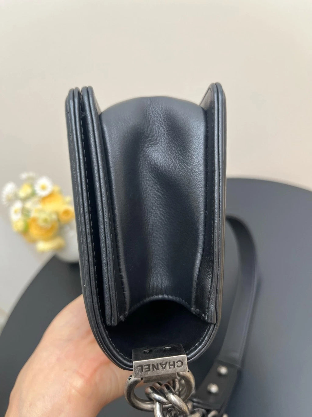 CHANEL Leboy Small Shoulder Bag For Women Black Silver
