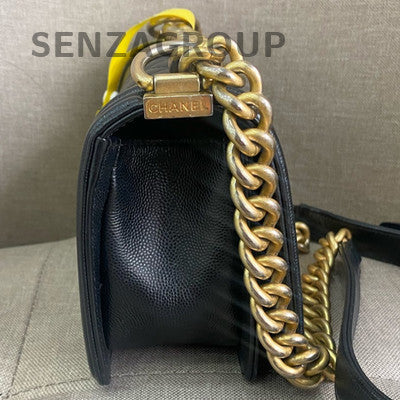 Chanel Le Boy Small Quilted Chain Shoulder Bag Black Gold Classic
