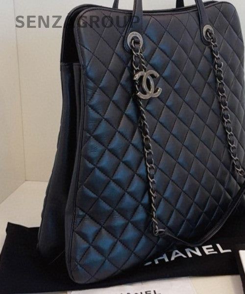 Chanel Hobo Handbag Chain Shoulder Bag Black Silver Used Women Classic