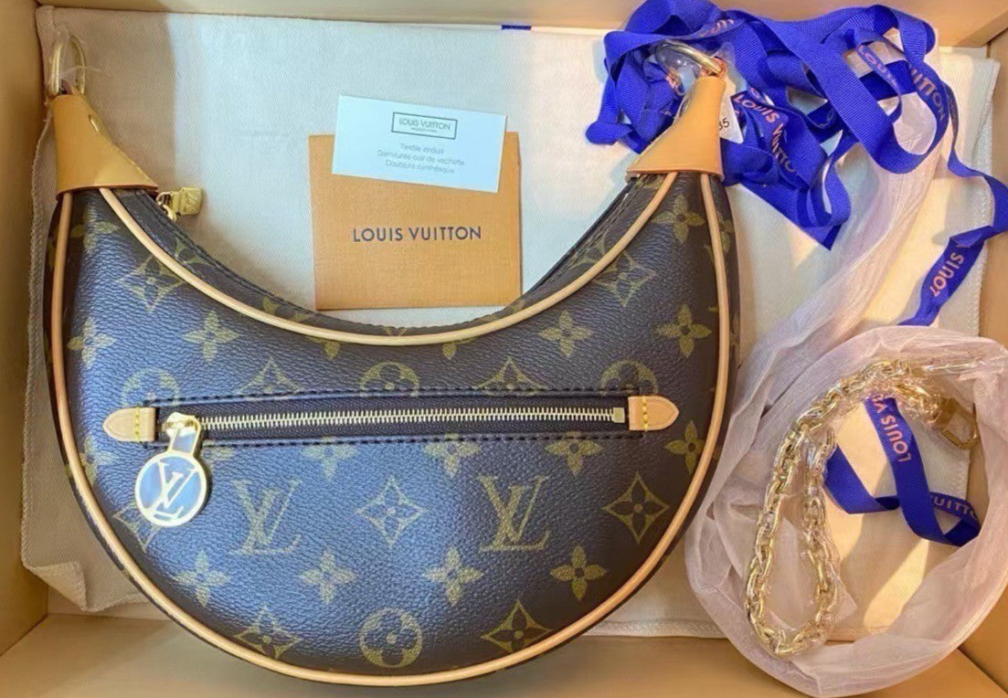 Louis Vuitton Monogram Hobo Shoulder Bag Brown Gold Used Women Classic Designer