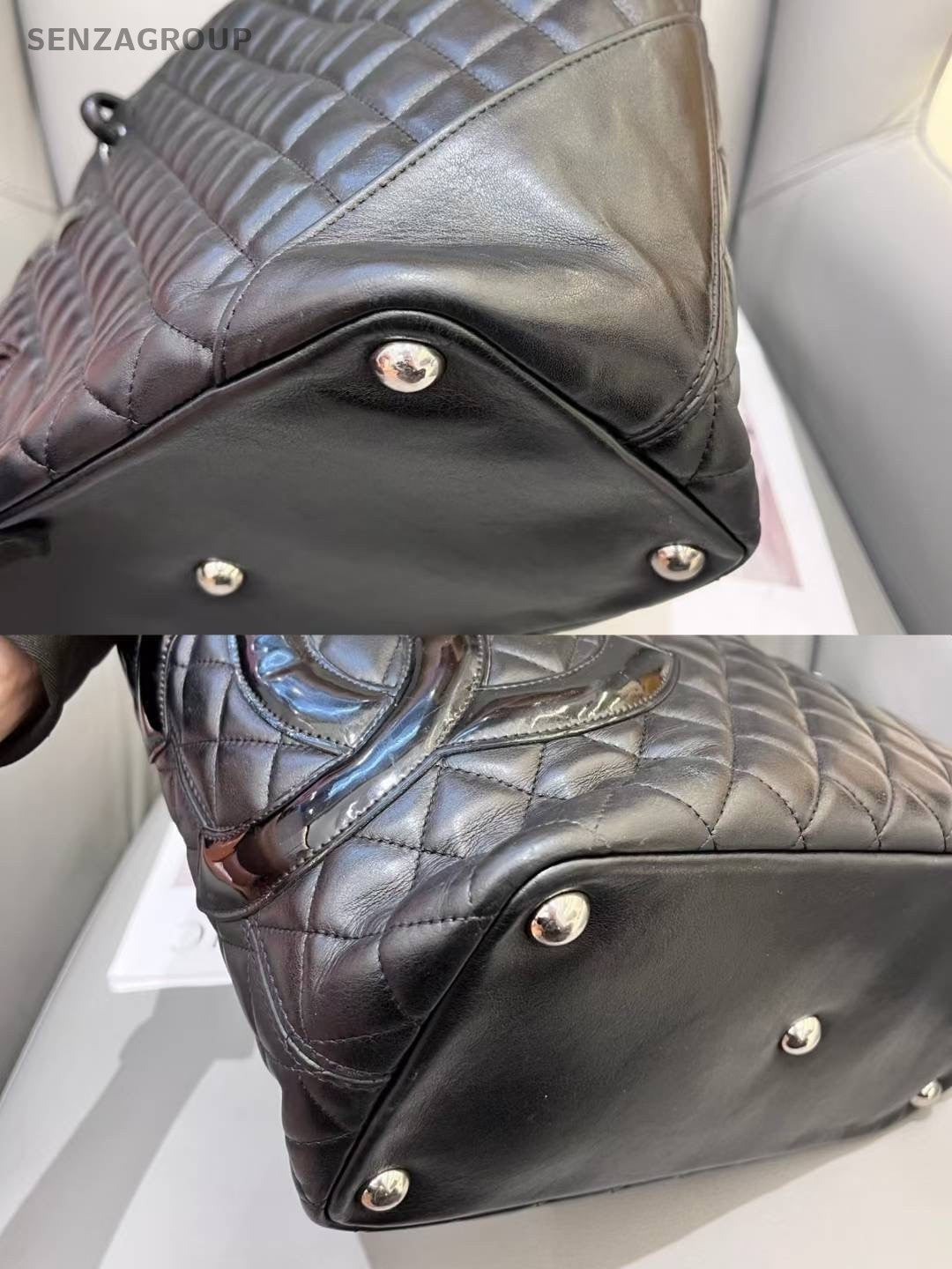 CHANEL Cambon All Black Shoulder bag tote Good Condition
