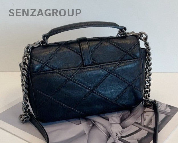 YSL Saint Laurent College Black Silver Shoulder bag Crossbody