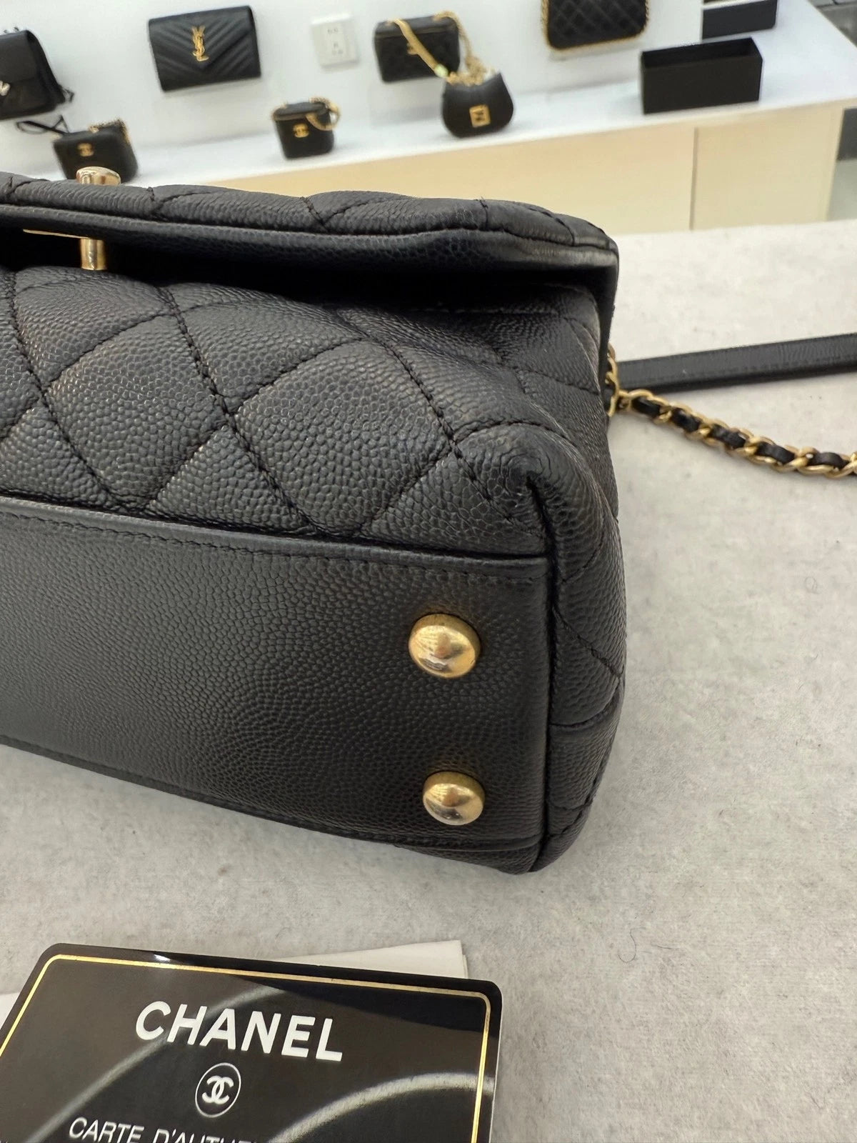 CHANEL Black Calfskin COCO Handle Shoulder Bag For Women