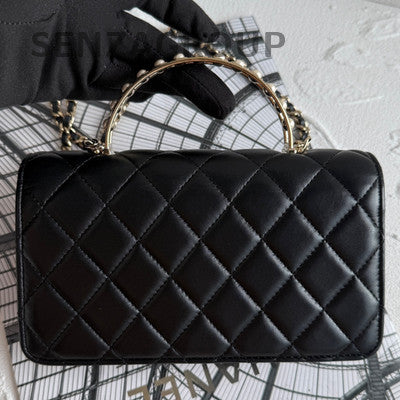 Chanel 24S Pearl Handle WOC Black Gold Chain Crossbody Bag Classic
