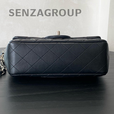 Chanel Classic Flap Black Silver Lambskin Mini Square Bag Quilted