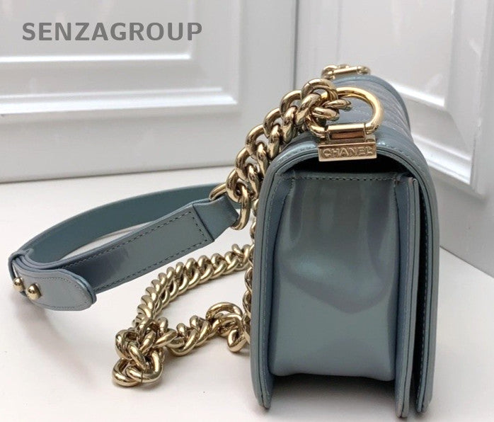 CHANEL Leboy Leather 2ways Shoulder Crossbody Bag Women Blue