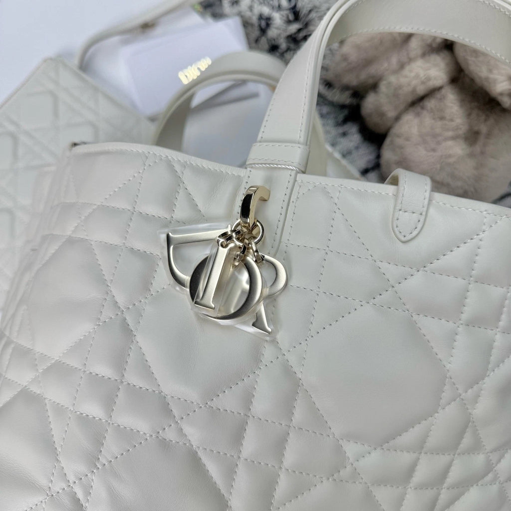 Authentic Dior Toujours Medium Leather Tote Bag for Women