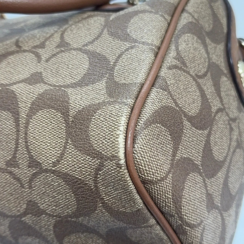 Coach Beige Monogram Rivet Pillow Shoulder Crossbody Handbag Women