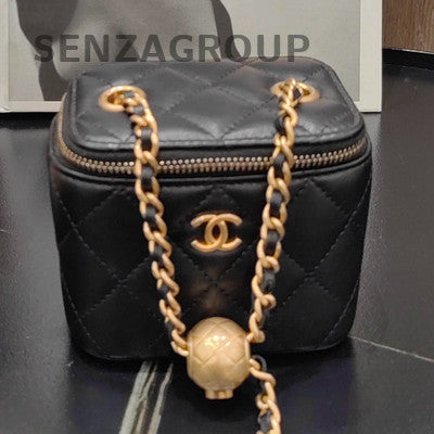 Chanel Black Lambskin Mini Ball Bag Gold Chain Shoulder Crossbody Classic