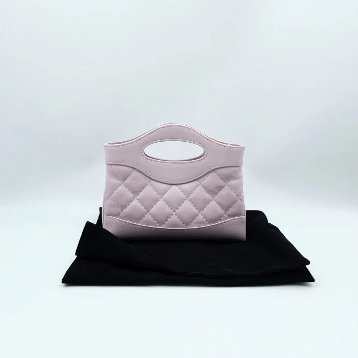 CHANEL 24S Nano 31 Bag Purple Waxed Lambskin Tote For Women