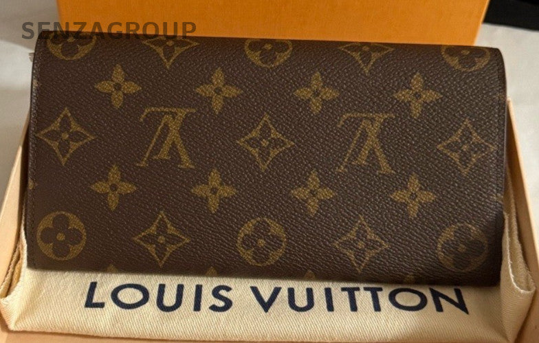 Louis Vuitton Monogram Long Wallet Brown Gold Used Women Classic