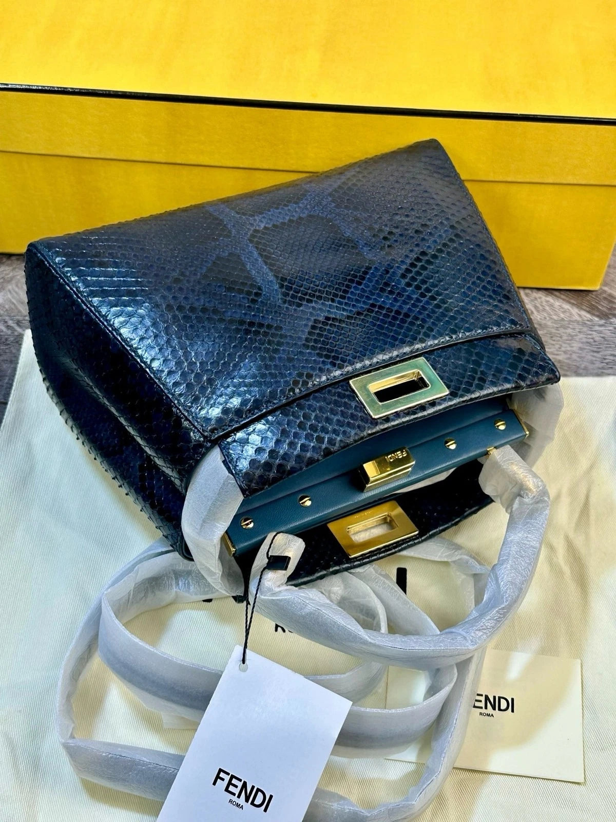 Fendi Mini Peekaboo Navy Handbag Shoulder Crossbody For Women