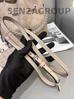 LV Bella Grey Silver Buckle Monogram Bucket Shoulder Crossbody Bag