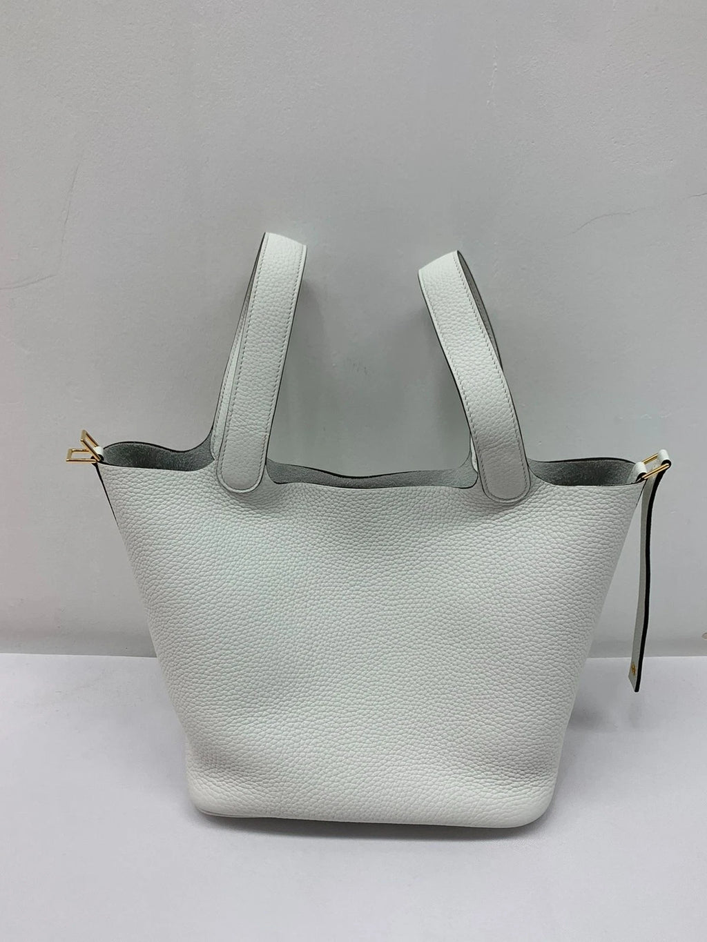 Hermes New White Picotin Lock 22 Leather Bucket Handbag For Women
