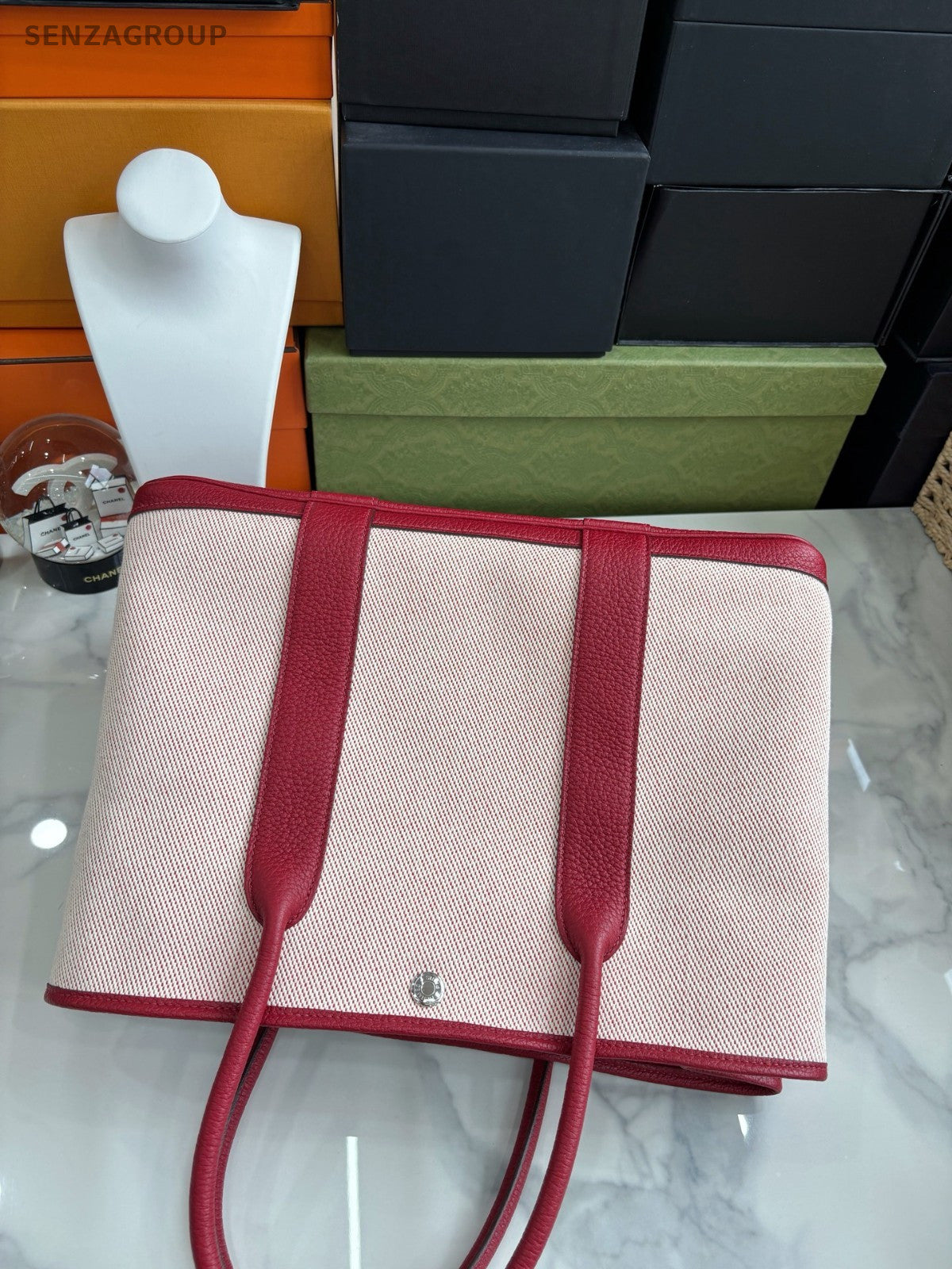 Hermes Peach Pink Garden 36 Shoulder Handbag Canvas tote Almost brand new