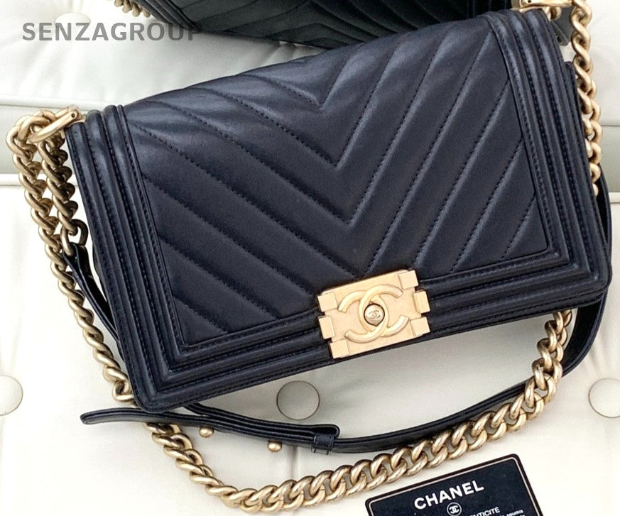 CHANEL Leboy CC chain Medium Shoulder bag Crossbody Black Gold