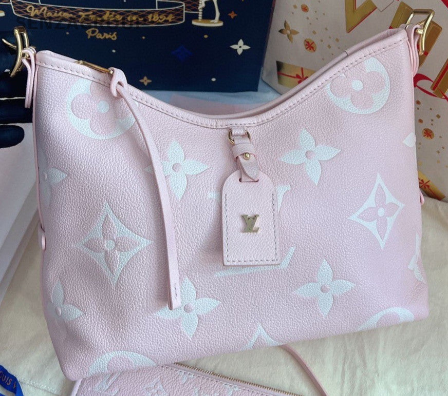 Louis Vuitton Carryall PM 2Way Shoulder Bag Crossbody Pink Gold Women Classic