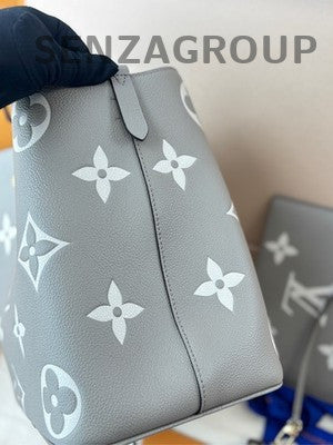Louis Vuitton Grey Gold Bucket Bag Women's Classic Shoulder Crossbody