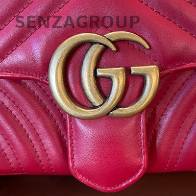 Gucci Marmont GG Red Gold Chain Shoulder Crossbody Bag Classic Fashion
