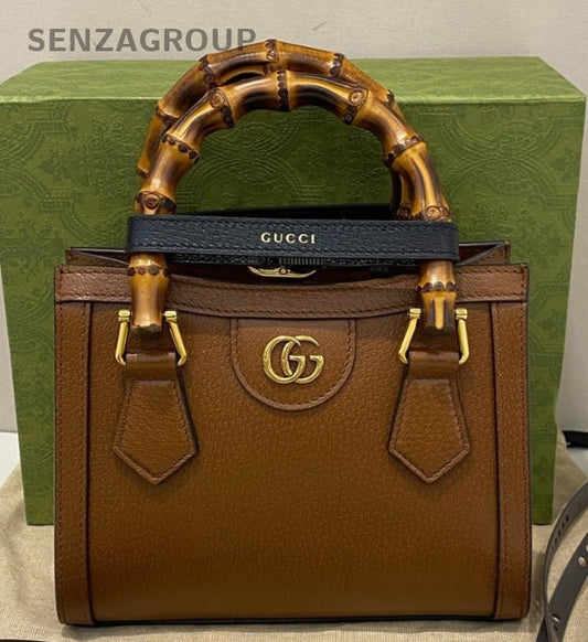 Gucci Diana Tote Handbag Crossbody Brown Gold Used Women Classic Fashion