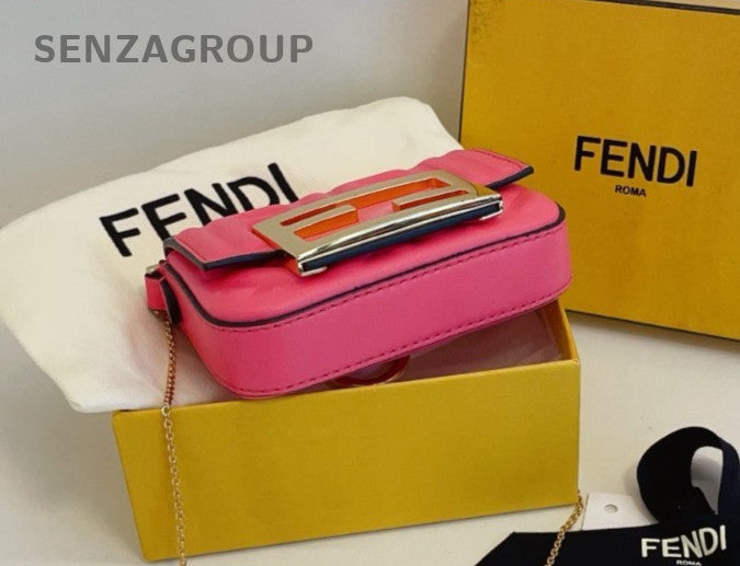 Fendi Nano Baguette Purse Chain bag mini Pink Gold Women