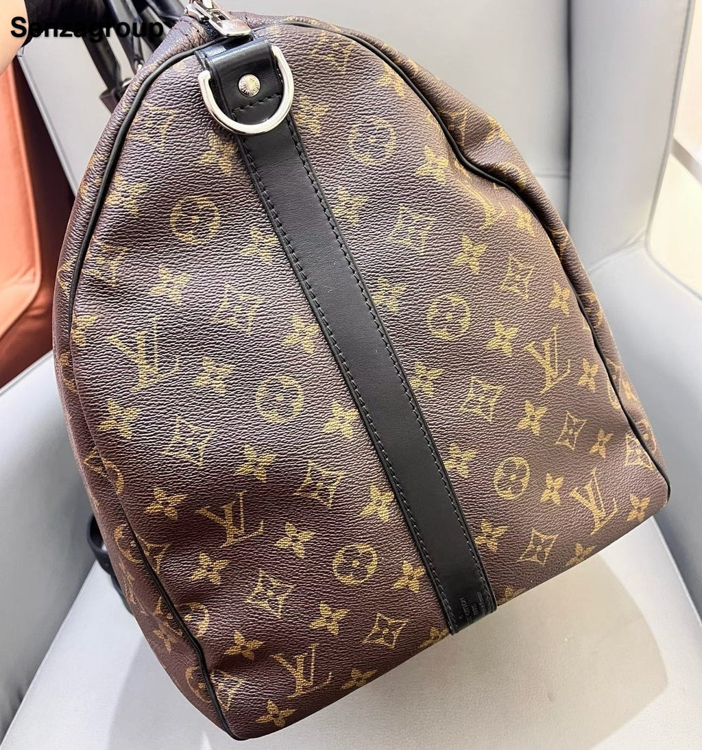 Louis Vuitton Keepall45 Monogram Top Handle Shoulder Bag Brown Silver Unisex