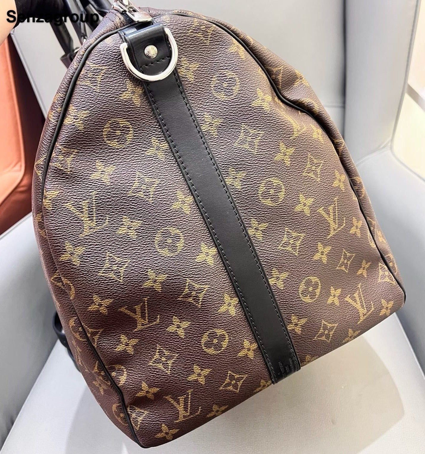Louis Vuitton Keepall45 Monogram Top Handle Shoulder Bag Brown Silver Unisex