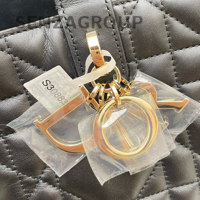 Dior Medium Toujours Black Gold Calfskin Cannage Tote Bag