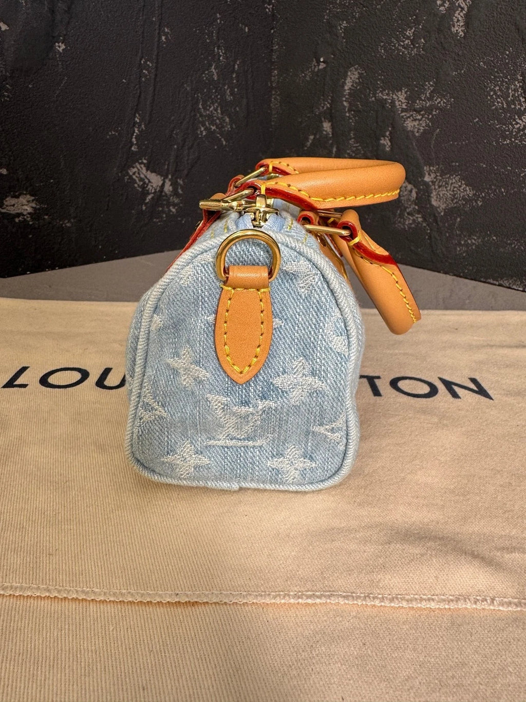 Louis Vuitton Speedy Nano Denim Light Blue Top Handle Bag For Women