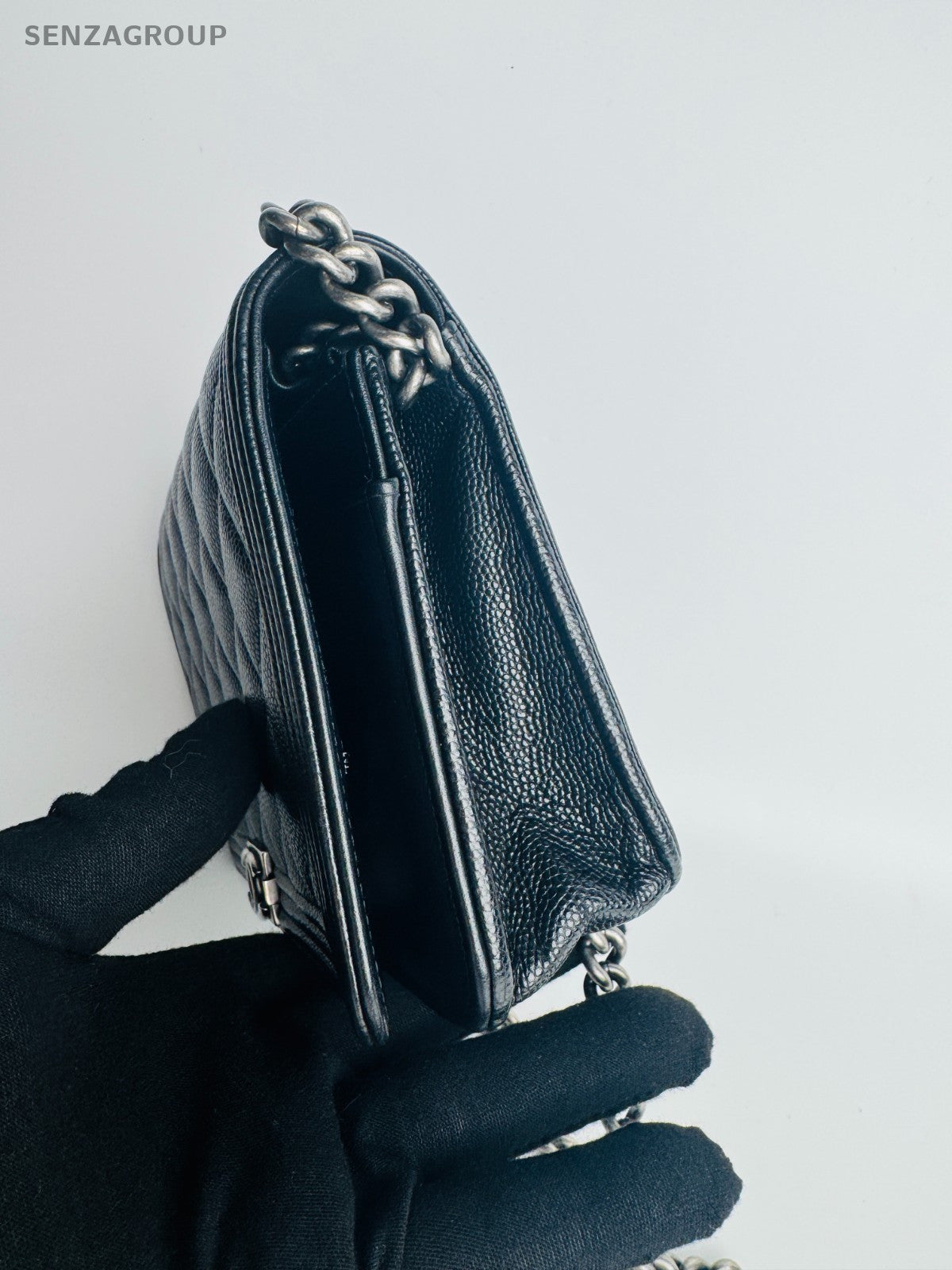 CHANEL Leboy Woc Diamond Pattern Chain Shoulder bag Crossbody Black Silver