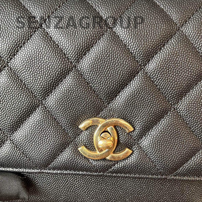 Chanel Quilted Calfskin Chain Shoulder Crossbody Bag Black Gold