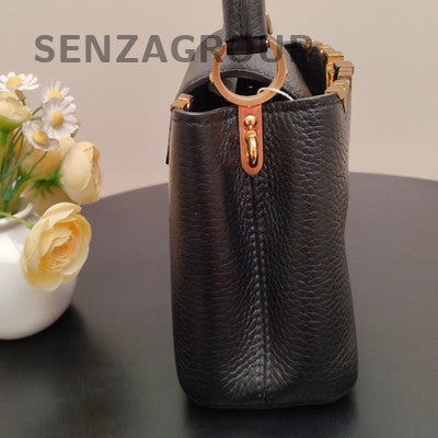 Louis Vuitton Capucines Mini Black Gold Handbag Classic Fashion Women