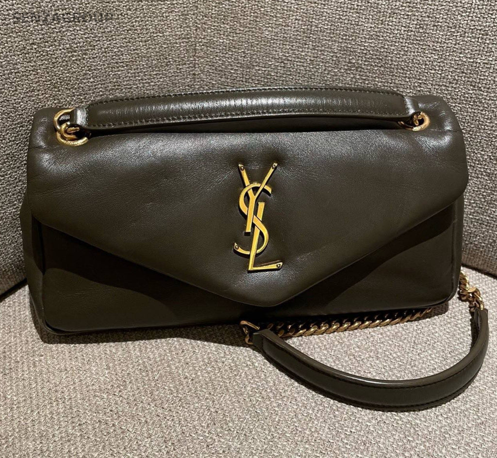 Saint Laurent Calypso Chain Shoulder Bag Crossbody Green Gold Used Women Classic