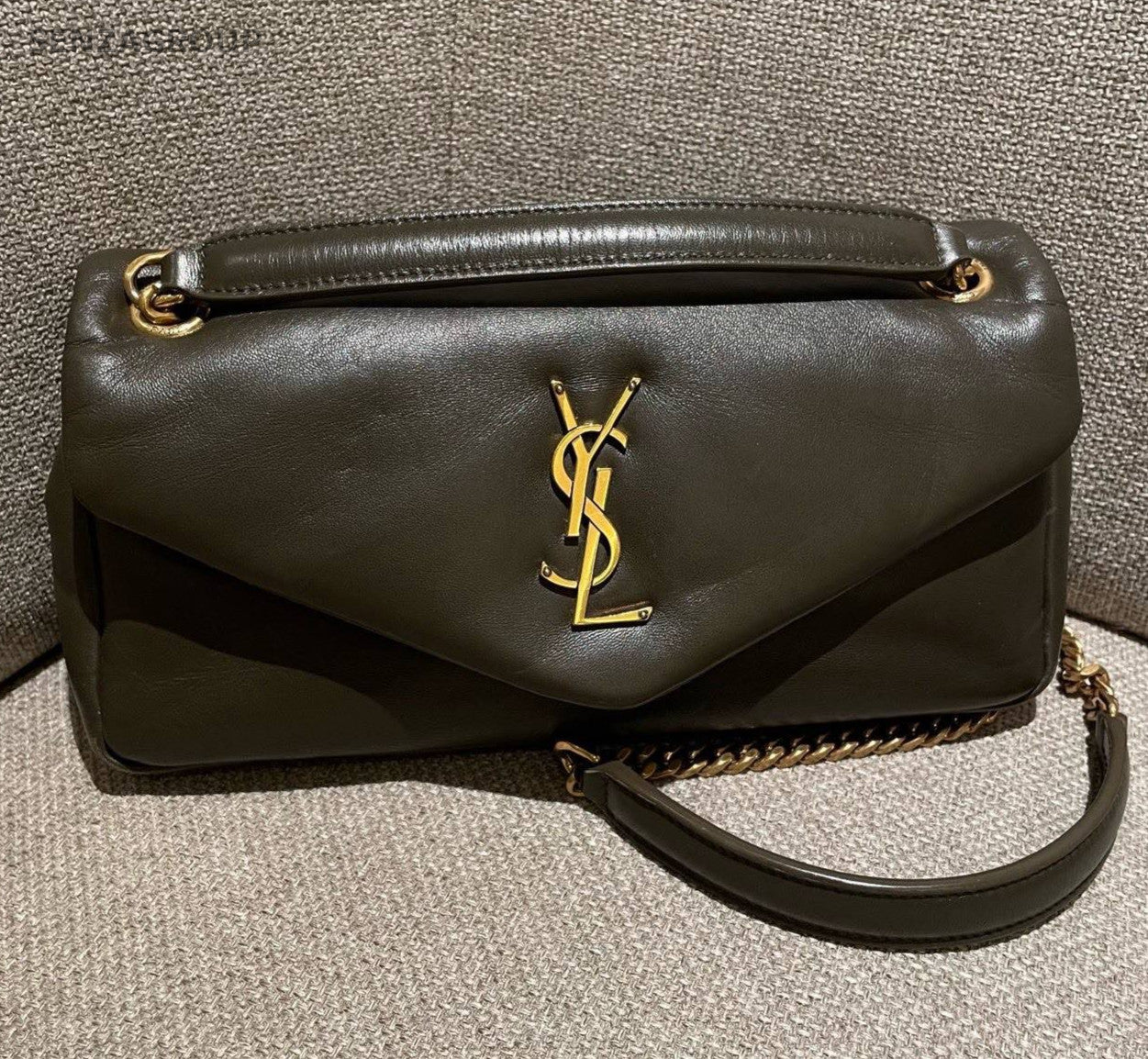 Saint Laurent Calypso Chain Shoulder Bag Crossbody Green Gold Used Women Classic