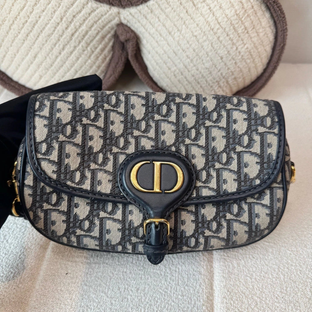 Christian Dior Bobby Oblique Canvas Blue Shoulder Bag Crossbody GHW Excellent