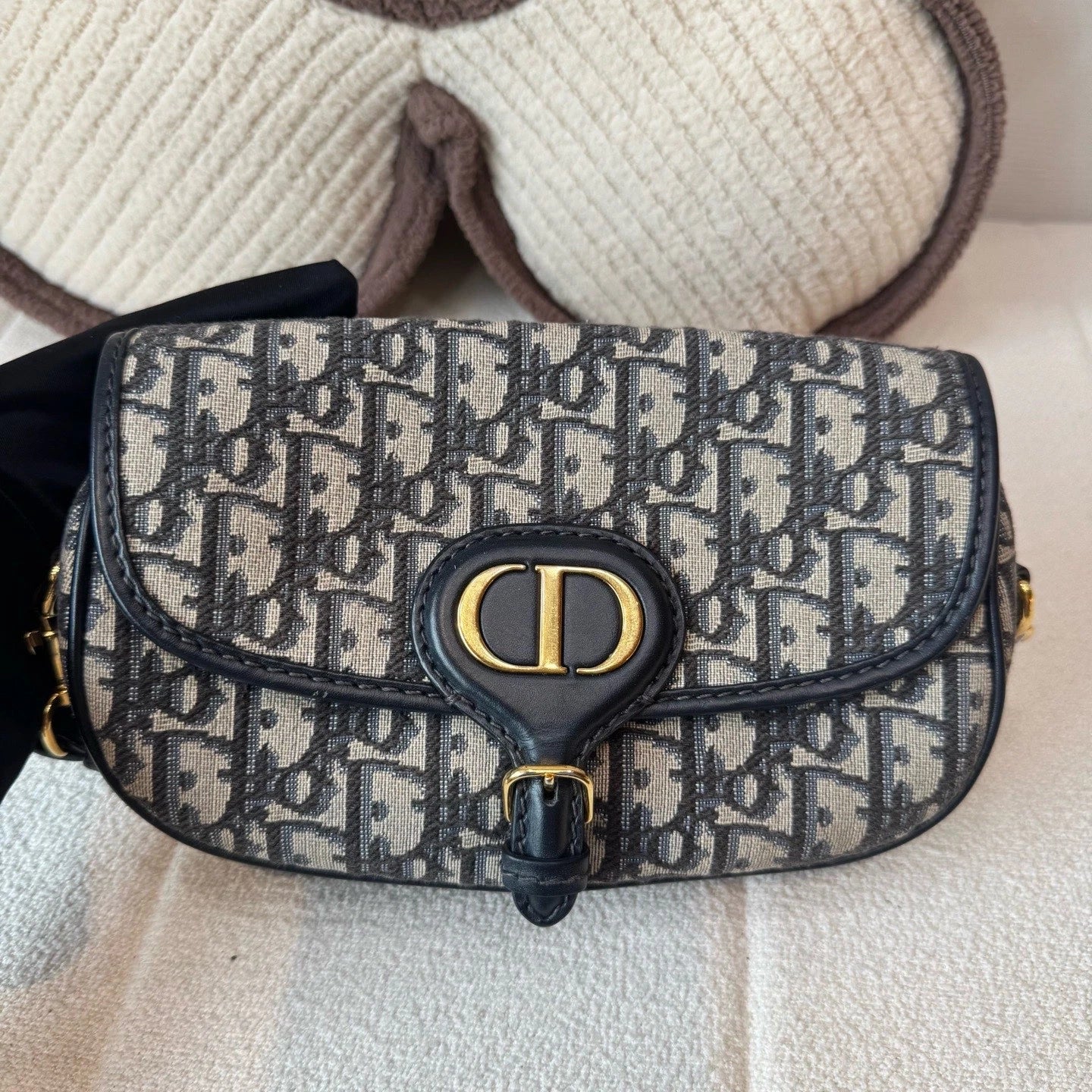 Christian Dior Bobby Oblique Canvas Blue Shoulder Bag Crossbody GHW Excellent