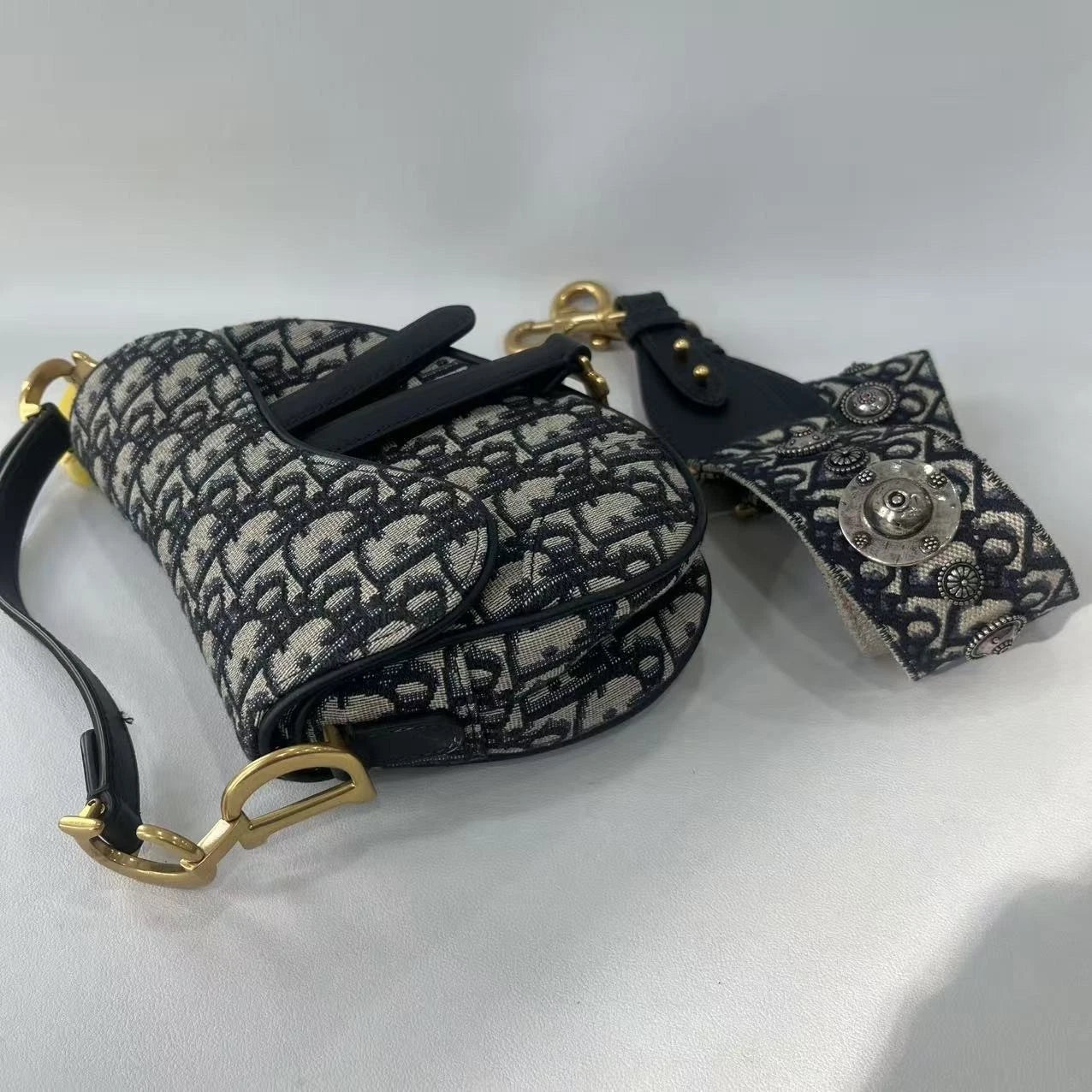 Dior Saddle Canvas Shoulder Bag Excellent