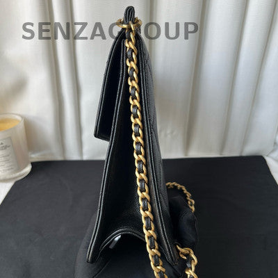 Chanel Black Gold Quilted Calfskin Vertical Chain Backpack Women Classic