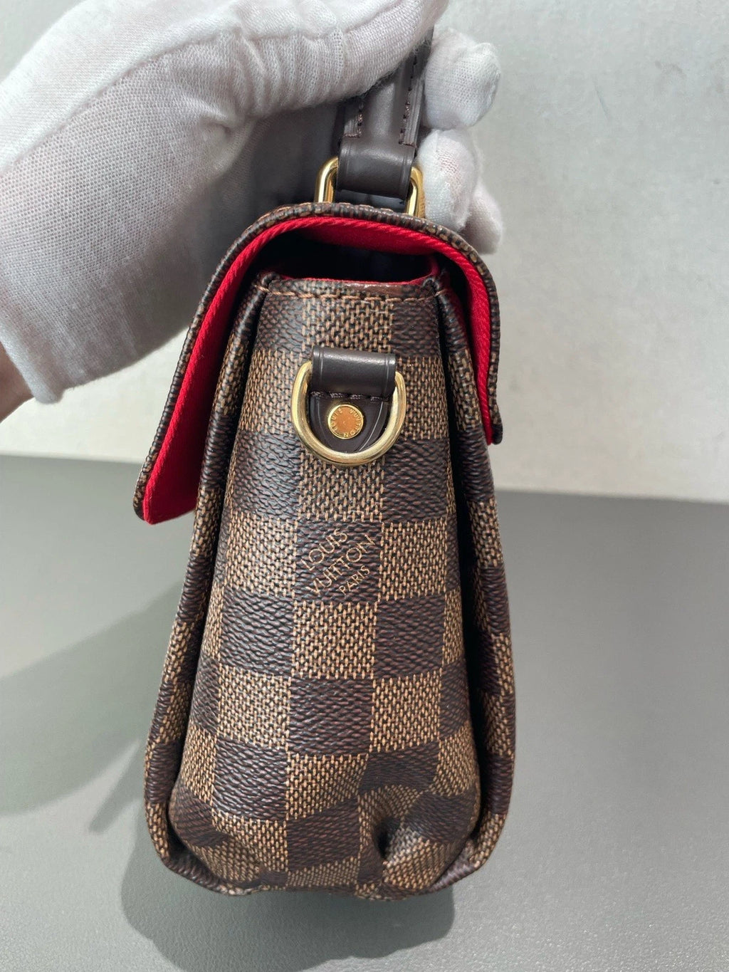 Louis Vuitton Croisette Damier Brown Gold Crossbody Top Handle Excellent