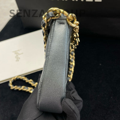 Chanel 24P Grey Gold Quilted Chain Hobo Bag - Women's Fashion