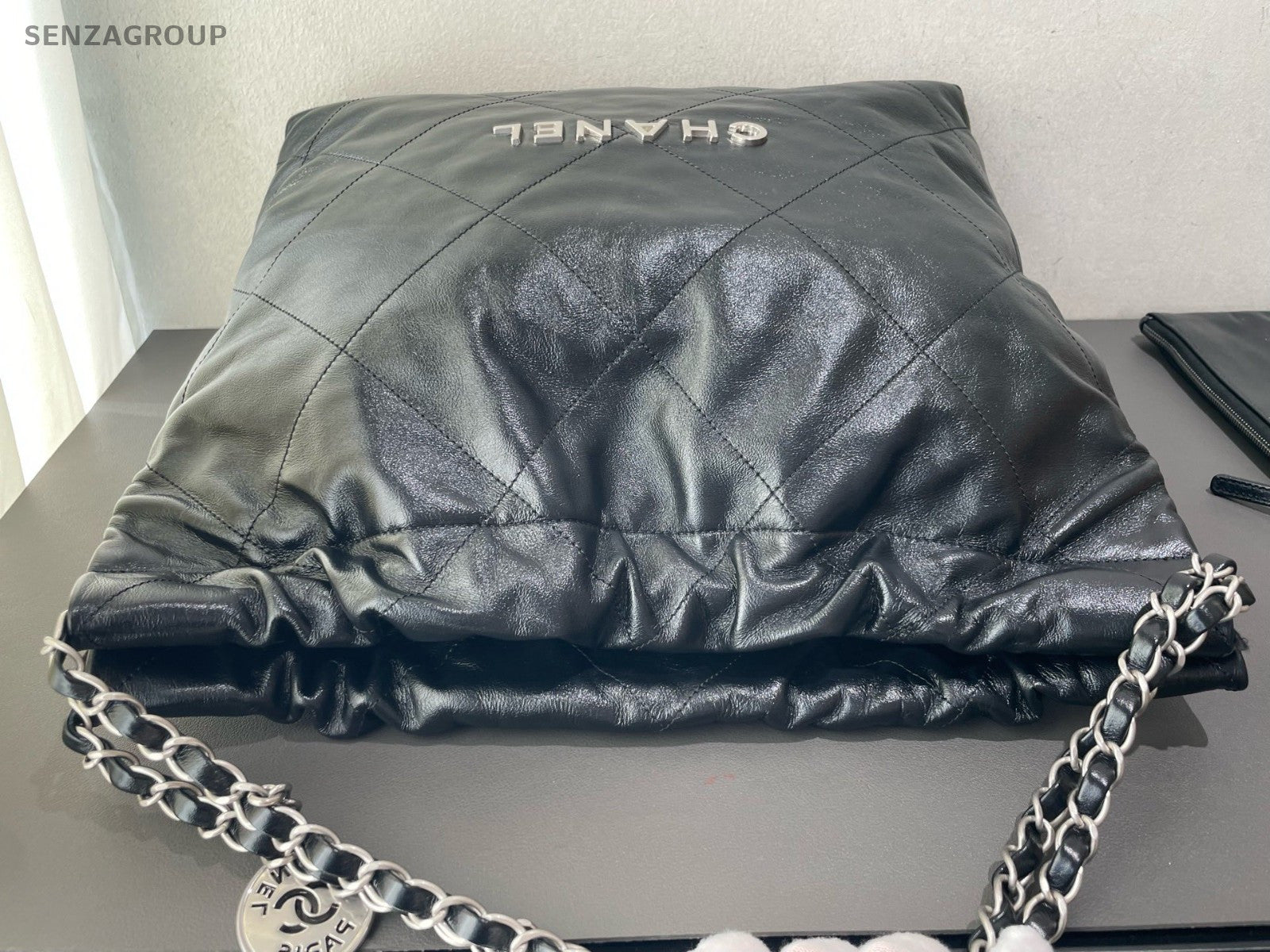 Chanel 22Bag Chain Shoulder Bag Crossbody Black Silver Women Classic