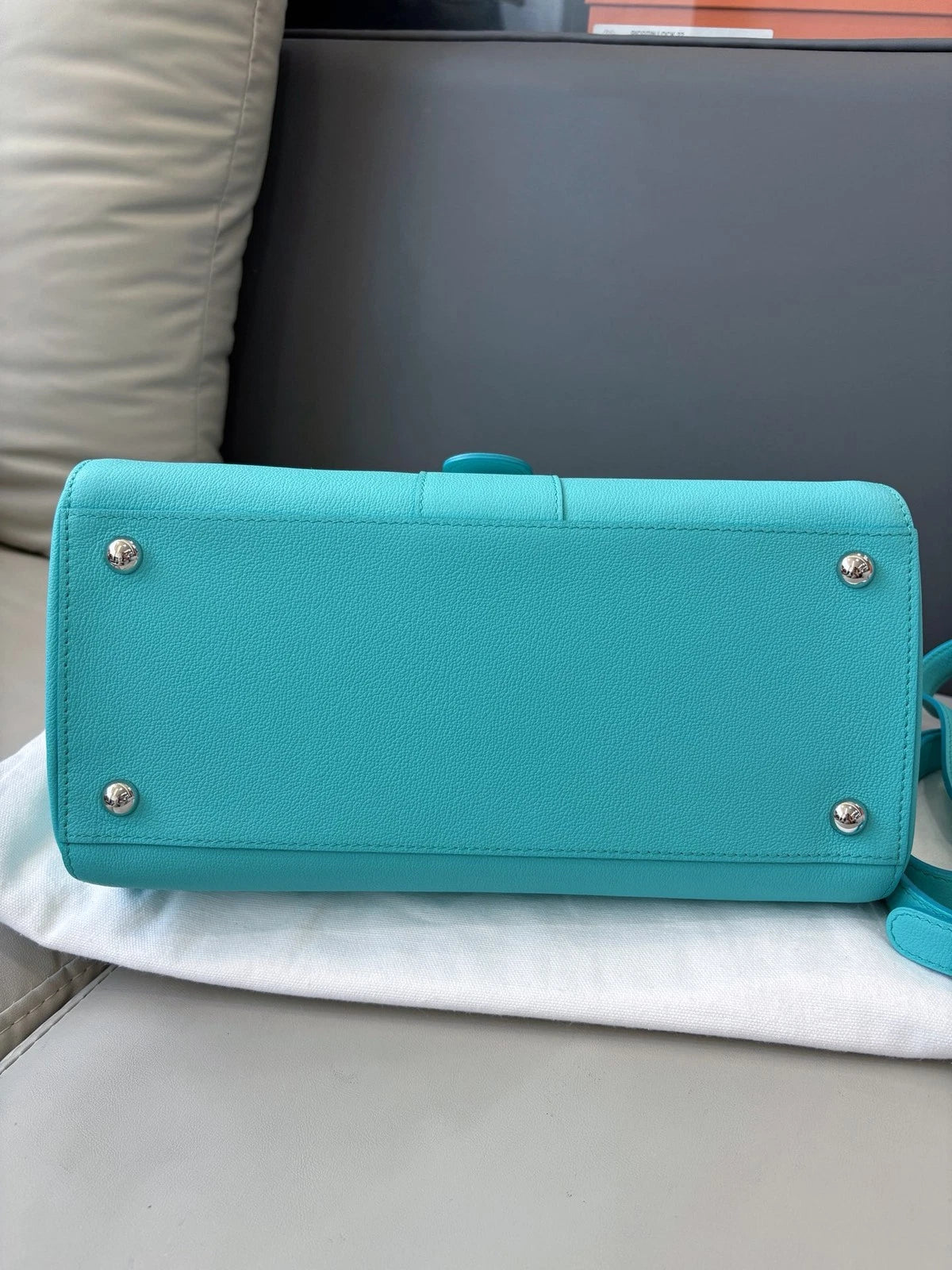 Delvaux Brilliant Medium Top Handle Bag Shoulder Bag Tiffany Blue