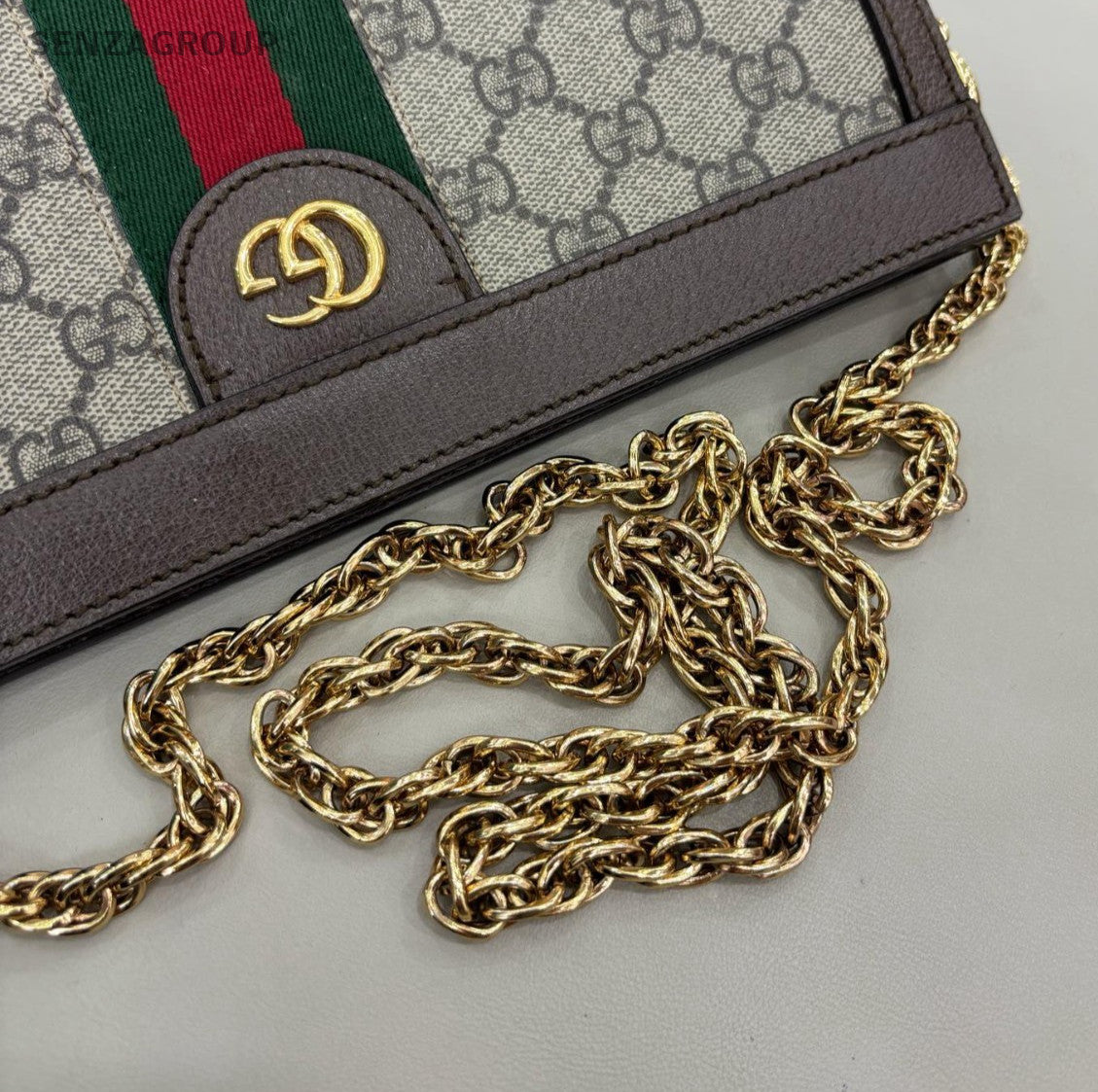 Gucci Ophidia PM Chain Shoulder Bag Crossbody Brown Gold Women Classic