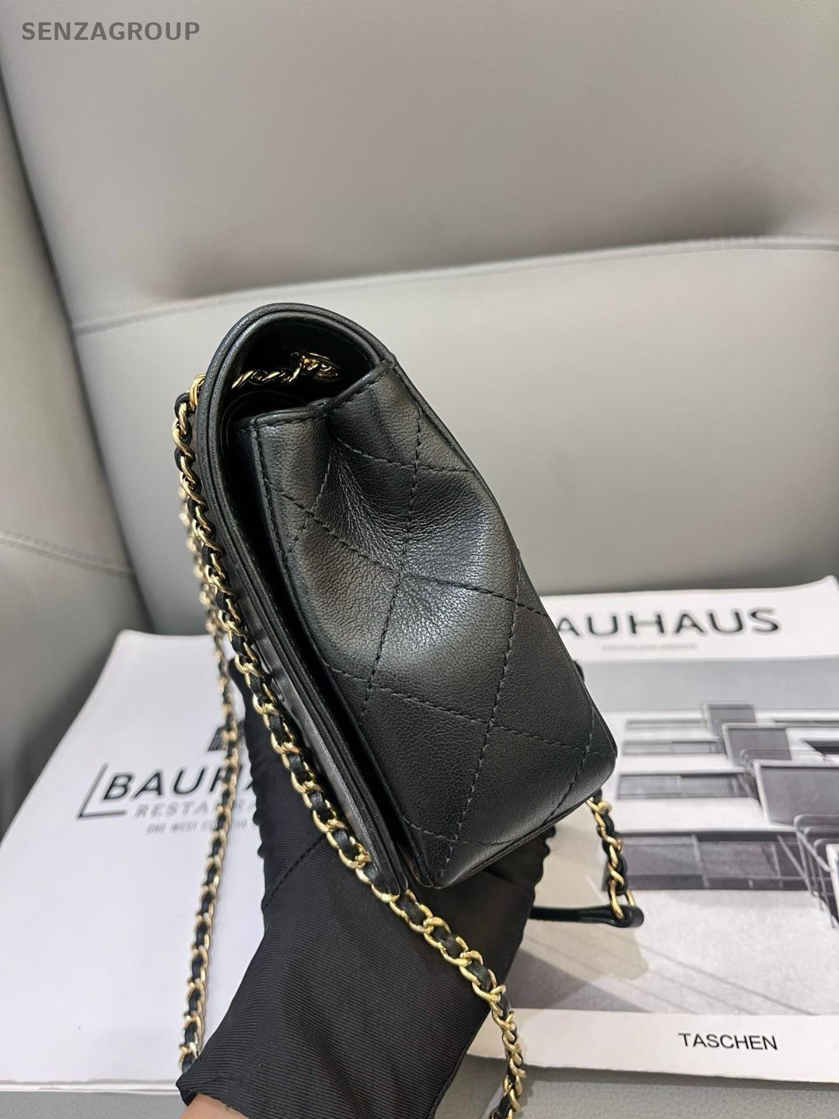 CHANEL Classic Flap Calfskin Chain Shoulder bag Crossbody Black Gold Women