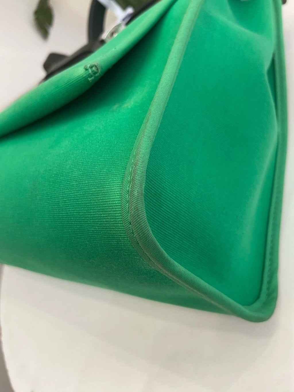 Hermes Herbag31 Green Canvas Leather Shoulder Bag For Women