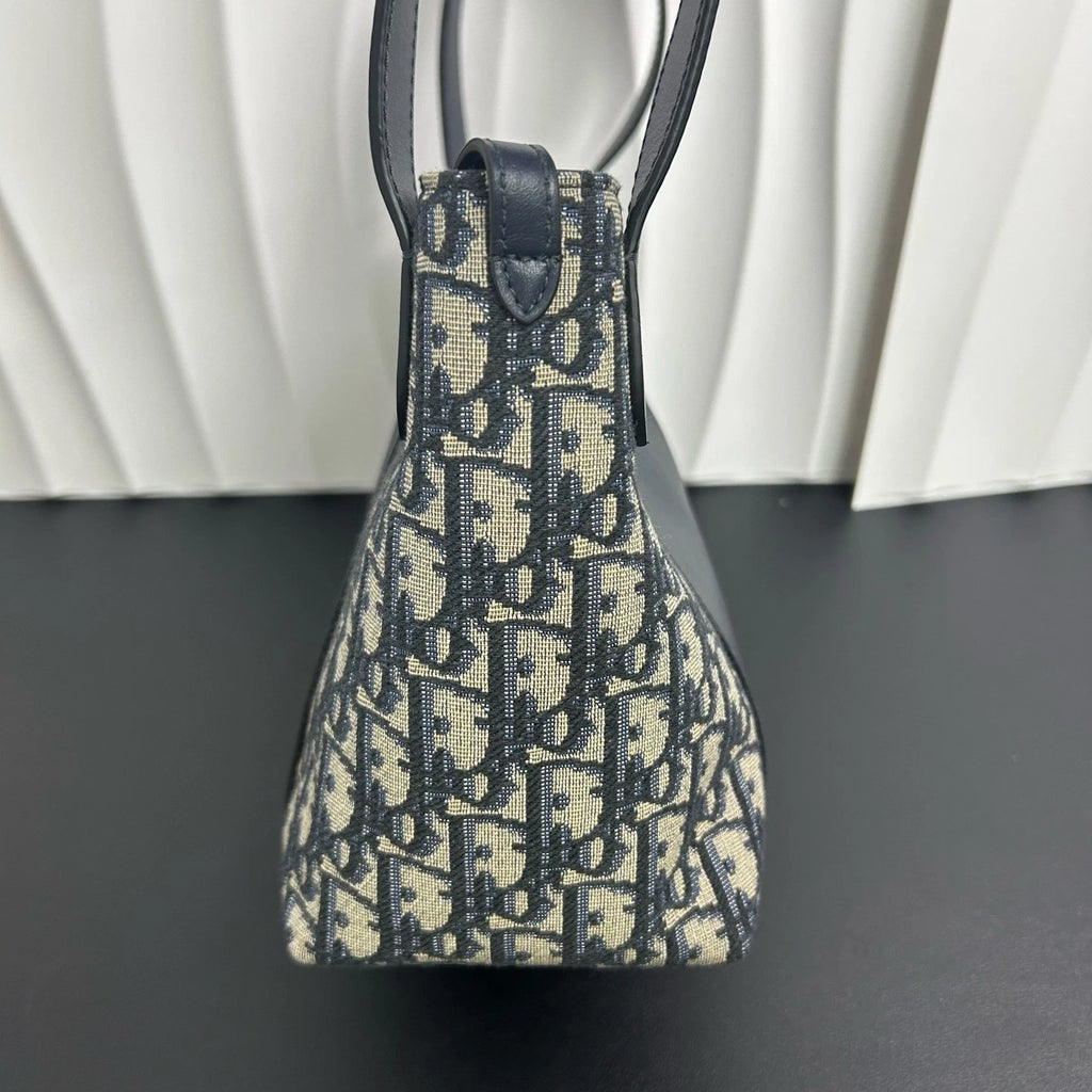 Dior Signature Small Printed Canvas Calfskin Bucket Crossbody Handbag Women