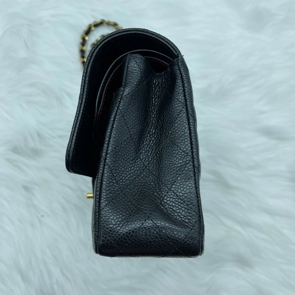 CHANEL Classic CF Black Leather Shoulder Crossbody Bag For Women